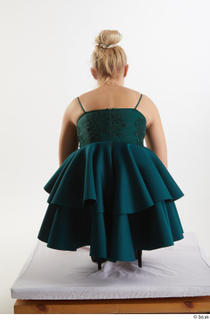 Anneli  1 drape dressed green short gown kneeling whole…